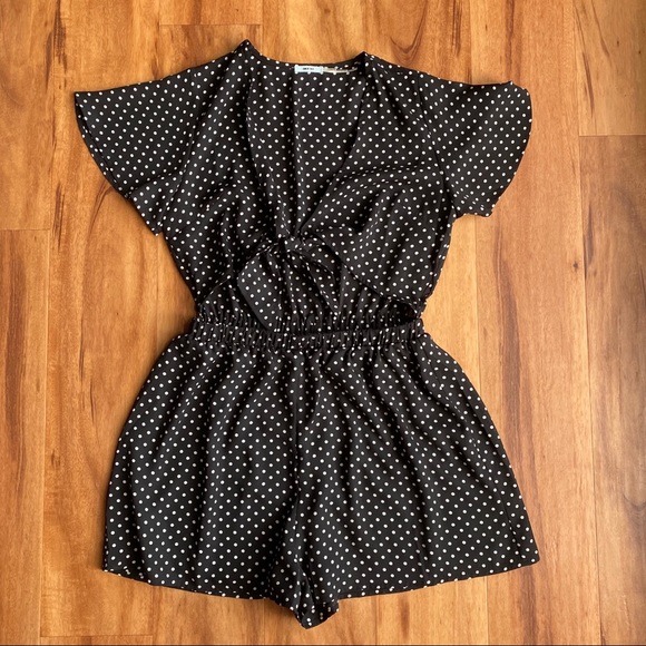 Polka-dot Romper with Tie - Picture 3 of 4